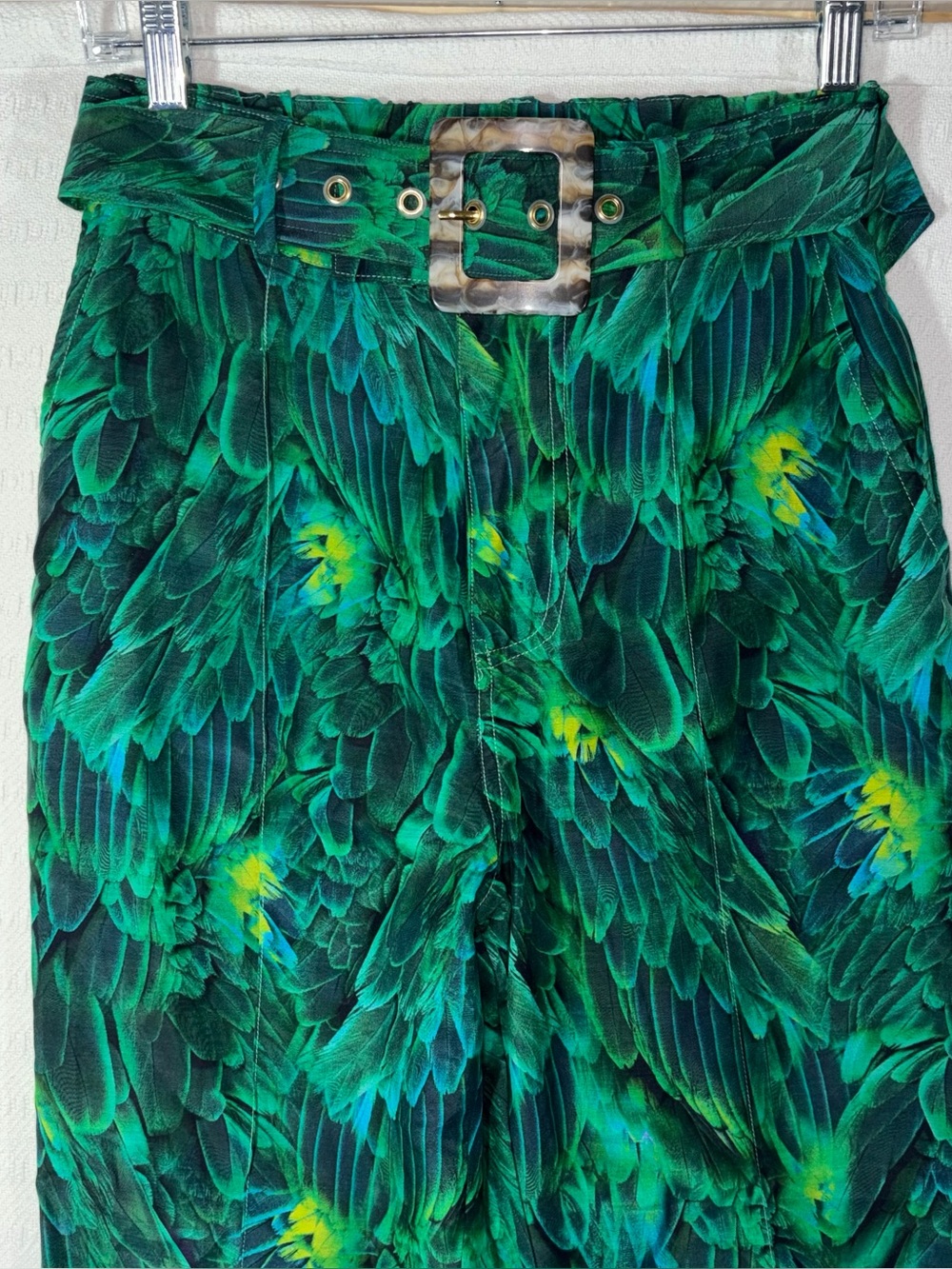 NWT Aqua Blu Australia Victoria Hummingbird Silk Flare Pants S Designer Resort - Picture 3 of 9
